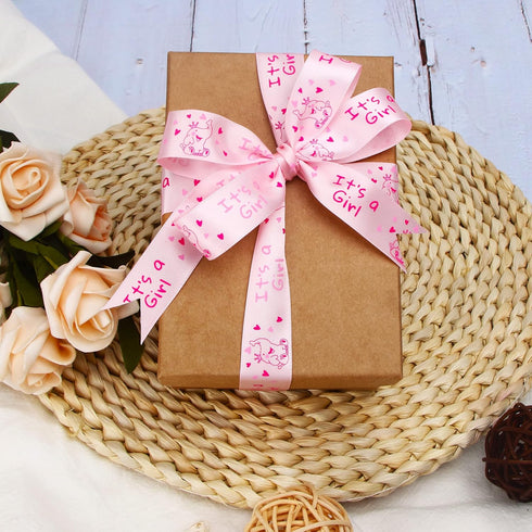 Ribbli Satin Elephant Baby Girl Craft Ribbon,7/8-Inch x 10-Yard,Light Pink,Use for Hair Bows,Wreath,Birthday,Baby Shower,Diaper Cake,Gift Wrapping...