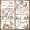 6pcs Mountain Stencils for Painting on Wood, Reusable Wood Burning Stencils Pine Tree Wildlife Deer Template Forest Pattern Stencils for Wall Draw...