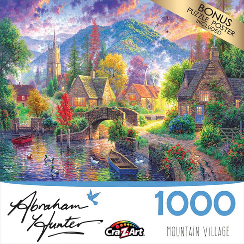 RoseArt - Abraham Hunter - Mountain Village - 1000 Piece Jigsaw Puzzle for Adults...