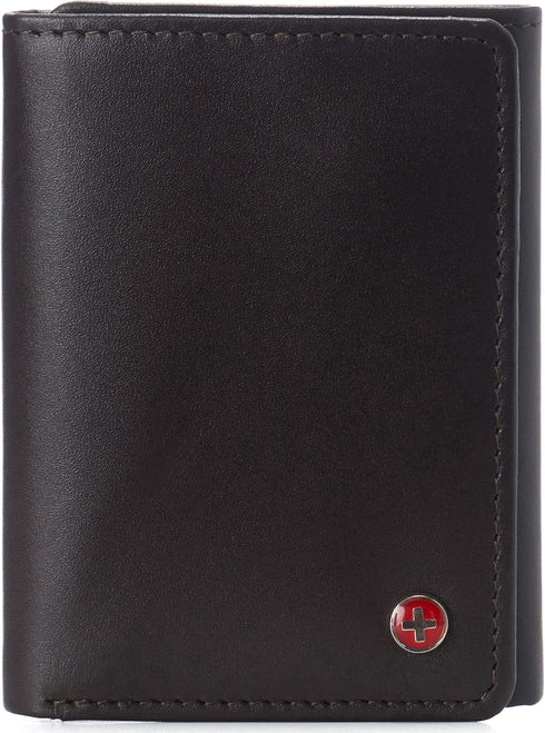 Alpine Swiss Leon Mens RFID Blocking Trifold Wallet Smooth Leather Comes in Gift Box Brown...