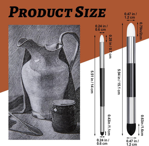 Kosiz 6 Pcs Blending Sponge Pen Double Headed Washable Rubbing Sponge Brush Sketch Wipe Reusable Blending Stump Drawing Art Blenders for School St...