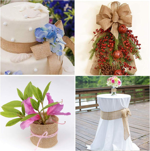 Burlap Ribbon, Lainrrew 6" Wide Burlap Fabric Ribbon Craft Ribbon Natural Burlap Ribbon with Finisheh Edges for Gift Wrapping, Craft Project, Home...