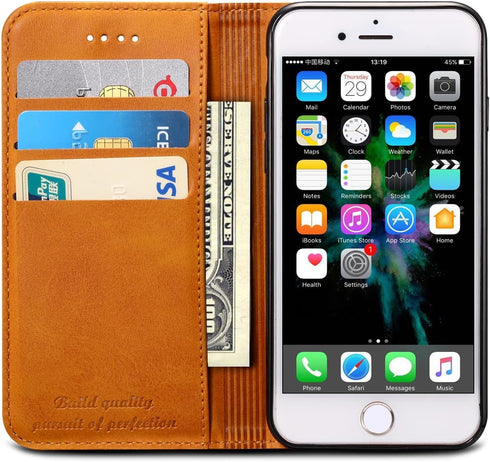 SINIANL Premium Leather Wallet Case for iPhone 7 Plus / 8 Plus - Business Credit Card Holder Folio Flip Cover...