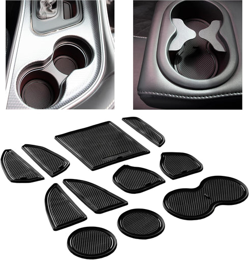 CupHolderHero Fits with Dodge Challenger Accessories 2015-2024 Premium Custom Interior Non-Slip Anti Dust Cup Holder Inserts, Center Console Liner...