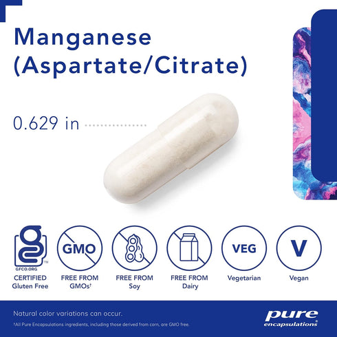 Pure Encapsulations Manganese (Aspartate/Citrate) | Hypoallergenic Trace Mineral Supplement for Connective Tissue and Bones | 60 Capsules...