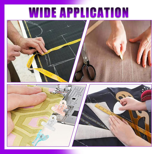 Swpeet 48Pcs Sewing Tools Kit, Tailors Chalk, Sewing Fabric Chalk, Sewing Fabric Pencils, 5-in-1 Sliding Gauge Measuring Sewing Ruler Tool, Heat E...