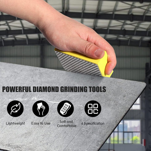 Grit Polishing Pads, Power Polishing Kit Diamond Hand Polishing Pad, 60 100 200 400 Grit Reusable Foam Sanding Block, for Sanding Concrete Glass S...