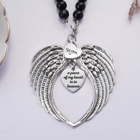 Memorial Car Charm Angel Wings, Memorial Gifts for Loss of Mother, Sympathy Gifts for Loss of Loved One in Heaven, in Memory of Mom Rear View Mirr...