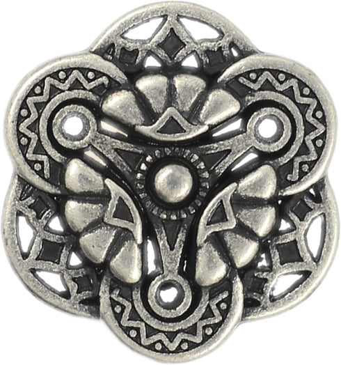 Bezelry 12 Pieces Gothic Flower Art Metal Shank Buttons 18mm (11/16 inch) (Antique Silver)...