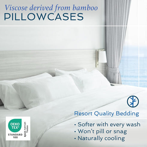 Hotel Sheets Direct King Size Pillowcases 2 Pack, 20x40 Inch, Cooling & Breathable Pillow Cases, 100% Viscose Derived from Bamboo Pillow Covers, S...