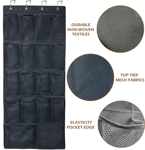18 Pockets Door Hanging Water Bottle Organizer Rack Up to 40 Pounds, Mesh Large Capacity Door Storage Cups Holder Compatible with Stanley Tumbler ...