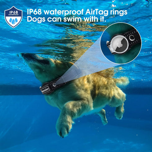 AirTag Dog Collar,IP68 Waterproof Case AirTag Dog Collar,Triple Anti-Lost,Wear-Resistant and Anti-Collision AirTag Collars,Reflective AirTag Pet C...