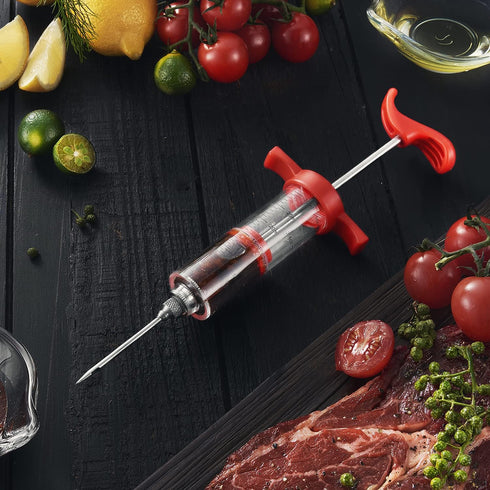 JY COOKMENT Meat Injector Syringe, 1-oz Marinade Flavor Injector with 2 Professional Needles,1 Cleaning Brushes...