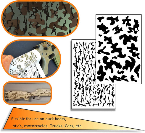 2 Pack Mylar Camo Stencils Camouflage Gun Paint RC Mask Model Hexagon...