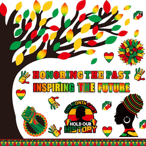 121Pcs Black History Month Decorations for Classroom Bulletin Board Decor Cutouts Sets for African American Celebration Party School Classroom Cha...