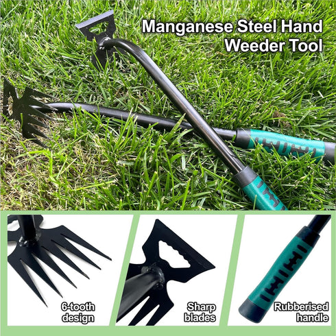 Weed Puller Tool Garden Weed Pulling Tool, Portable Garden Weeder Tool Uprooting Weeding Tool, 6 Teeth Hand Weeder for Vegetable Gardening Plantin...