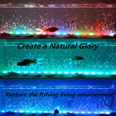 15 inches LED Aquarium Light, 2.5W Fish Tank Light Underwater Light Submersible Crystal Glass Lights, 21 LED Beads 12 Colors 19 Modes Brightness A...