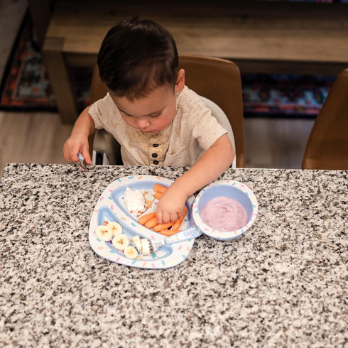The First Years Bluey 4-Piece Place Setting - BPA Free Dishwasher Safe Toddler Dinnerware Set with Divided Plate, Bowl, Fork, Spoon - Multicolor...