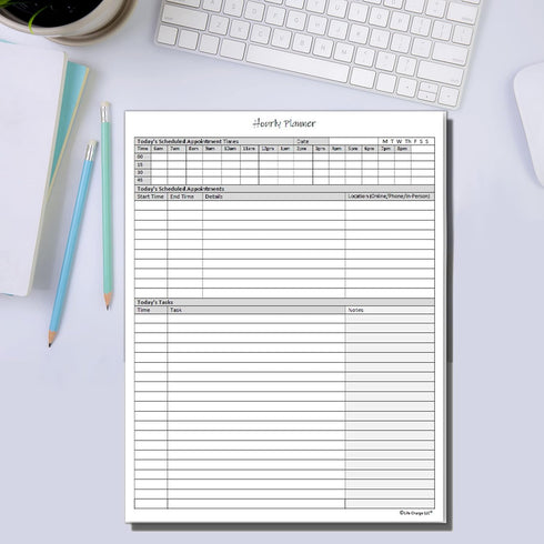 Hourly Planner Notepad. 50 Page Planning Pad w/Appointment Time Block, Task Log List & Note Sections. For Office Work Schedule & Time Management. ...