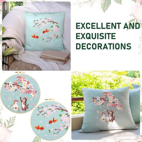 Yinder 5 Sets Floral Embroidery Kit for Beginners Embroidery Starter Kit with Patterns and Instructions Include Embroidery Hoop Threads Needles St...