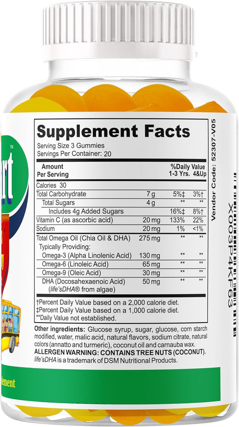 BrightStart Brain Focus Vitamins for Kids & Teens, Attentive Child Supplement Omega 3 for Kids, Focus Booster Nootropic Supplement Support Attenti...