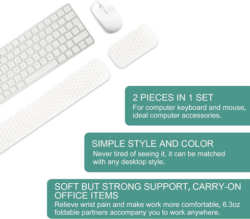 Gel Computer Keyboard Wrist Rest Set, Ergonomic Keyboard and Mouse Pad, 2Pcs Upgrade Cooling Soft Breathable Wrist Support for Computer, Office, S...