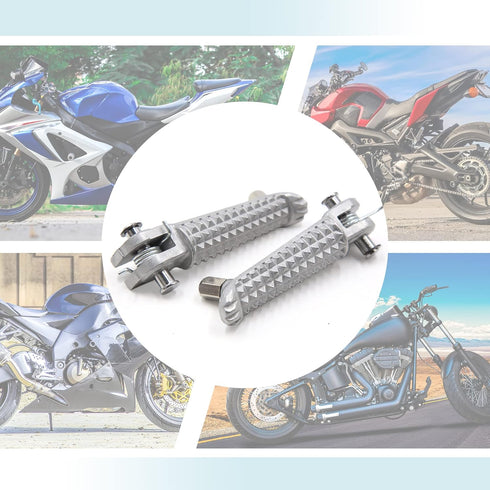 uxcell 1 Pair 7mm Aluminium Alloy Motorcycle Footrest Footpeg Foot Rest Peg Bike Bicycle Cycling Silver Tone for Yamaha...