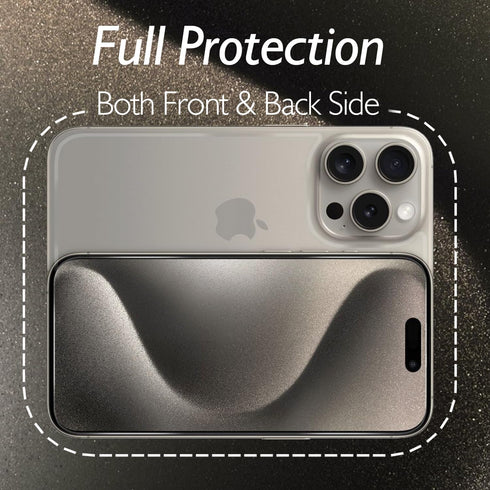 for iPhone 15 Pro Max Front and Back Screen Protector, iPhone 15 Pro Max Front & Back Glass Protector Tempered Glass HD Clarity Compatible with iP...