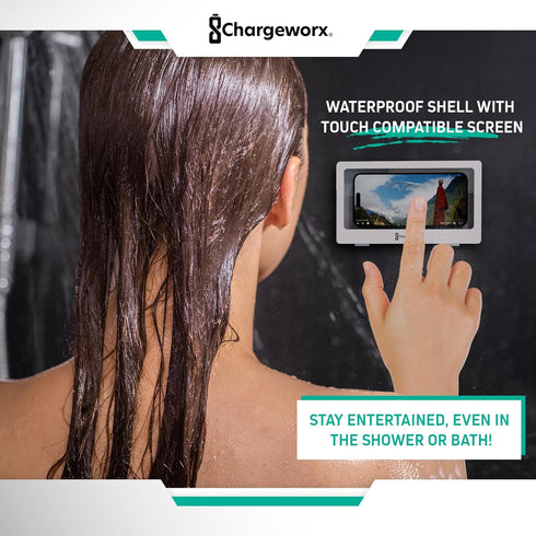 Waterproof Shower Phone Holder | Wall-Mountable Smartphone Holder for Bathroom, Kitchen | Touchscreen Enabled, Anti-Fog, Universally Compatible | ...