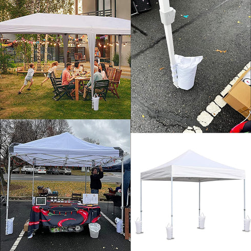 Canopy Weights Bag Leg Weight for Pop up Canopy Tent, Sand Bags for Patio Umbrella Instant Outdoor Sun Shelter (4 Pack - White)...