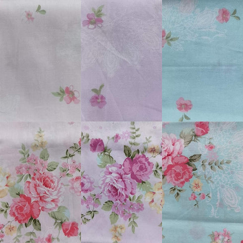 Mililanyo 6pcs 18x22inches (46x56cm) Floral Fat Quarters Fabric Pre-Cut Quilt Squares Cotton Fabric Squares for Patchwork Quilting and DIY Sewing ...