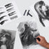 PANDAFLY Compressed Charcoal Sticks, 12 Pieces (Soft, Medium, Hard) Square Vine Charcoal Sticks for Drawing, Sketching, Shading, Charcoal Drawing ...