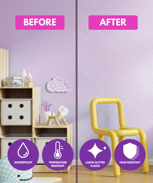 LEVAKA Glitter Paint Additive for Walls - Holographic Silver Paint Glitter for Painting Walls - Add to Interior or Exterior Paint for a Gorgeous S...