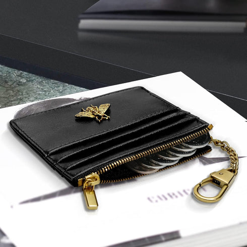 SEAVILIA Card Holder Keychain Wallet for Women/Men with ID Window Rfid Coin Purse Bee Gifts Slim Minimalist Small Wallet...
