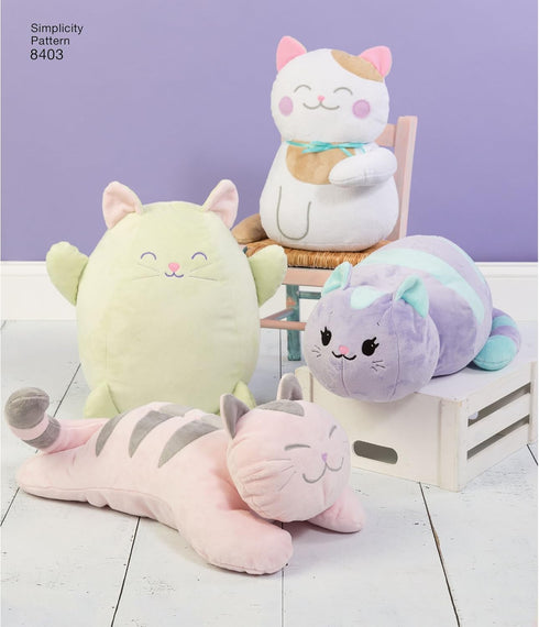 Simplicity Stuffed Kitten Sewing Patterns for Kids by Carla Reiss, One Size Only...