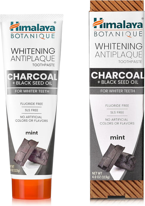 Himalaya Botanique Whitening Antiplaque Toothpaste with Charcoal and Black Seed Oil for Whiter Teeth, 4 oz…...