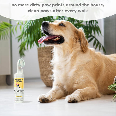 MIGHTY MUTT Waterless Paw Cleaner for Dogs, Made in USA, Easy to Use, No-rinse Foaming Cleanser with Brush, Gentle, pH Balanced, Natural, Hypoalle...