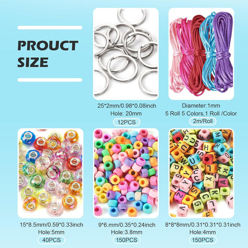 Beadthove DIY Letter Bead Keychain Making Kit Adjustable Acrylic Cube Letter Beads Strings Large Hole Pony Beads Key Ring Bracelet Jewelry Making ...