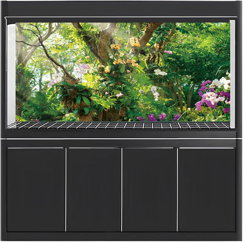 AWERT 72x24 inches Jungle Terrarium Background Grass Flowers Trees Sunlight Reptile Habitat Background Garden Plants Aquarium Background Vinyl Bac...