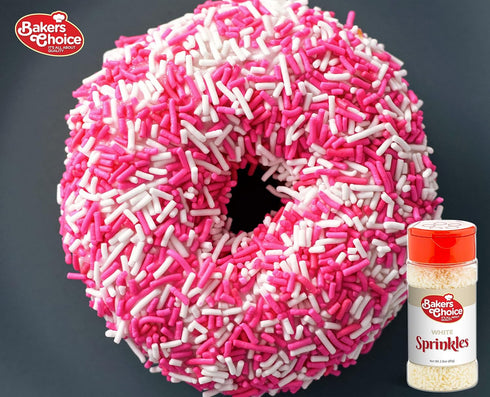Bakers Choice White Sprinkles for Baking - Jimmies Sprinkles for Ice Cream Toppings - Dairy Free, Kosher 2.8 oz....