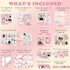 Draupnir Kawaii Pink Cute Cat Scrapbook Kit, Bullet Junk Journal Kit with Journaling/Scrapbooking Supplies, Stationery, A6 Grid Notebook Graph Rul...