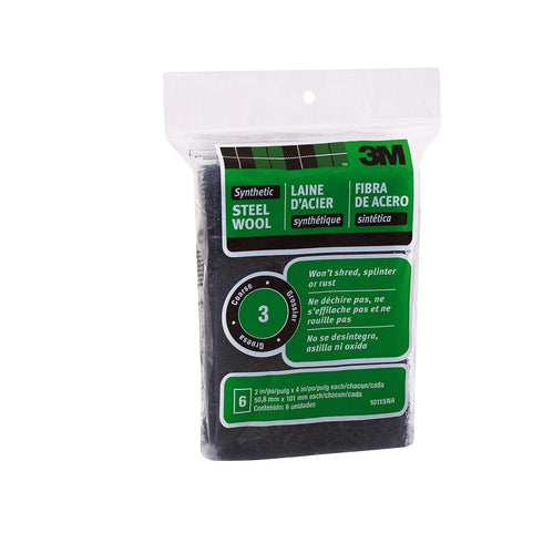 3M Synthetic Steel Wool Pads, #3 Coarse, 6-Pads, Use Wet Or Dry, Compatible With Water-Based Strippers & Finishes, Will Not Shred, Splinter Or Rus...