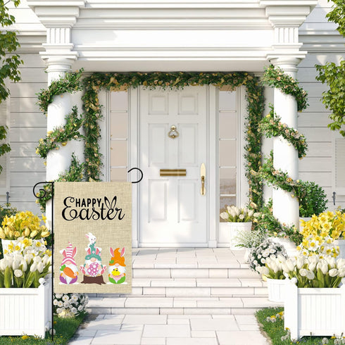 GROBRO7 6Pcs Easter Gnome Seasonal Garden Flag Set for Halloween Thanksgiving Christmas Unique Party Decoration Double Sided Print Burlap House Fl...