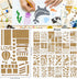 24 Pieces Mixed Shapes Drawing Journal Stencils Kit,Animal Flowers Scale Painting Templates for DIY Schedule Wall Art Design,Reusable Plastic Pain...