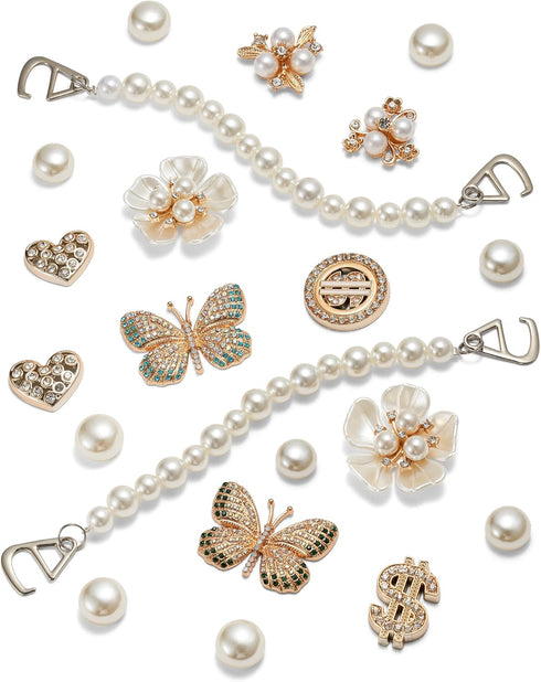 Bling Jewelry Shoes Charms Enamel Diamond Shoe Decoration with Chains...