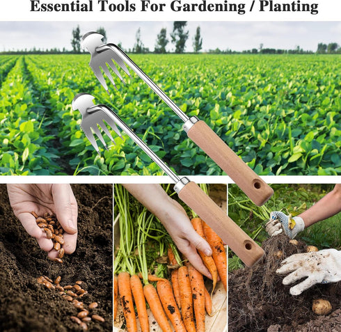 Weed Puller Tool Durable Garden Weed Pulling Tool Portable Garden Weeder Tool for Vegetable Gardening Backyard Farm Planting and Weeding (Wooden H...