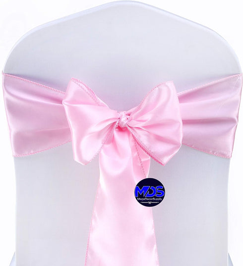 MDS Pack of 50 PCS Satin Chair Sashes Charmeuse Sateen Dining Chair Bows Ribbon Ties Back Sash for Wedding Party Birthday Home Hotel Restaurant Ba...