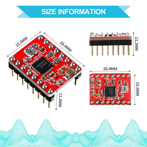 10 Pieces Stepper Motor Driver Module with Heat Sink Compatible with Stepstick Stepper A4988 3D Printer Reprap, CNC Machine or Robotics...
