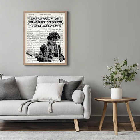 Posterizer 1 pcs-Graffiti Jimi Hendrix Quote-Power of Love-Musical Art Collection-Urban Art- decor for Bedroom, Office, Living Room - unframed wal...