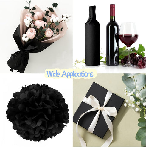 50 Sheets Black Tissue Paper for Gift Bags - 14 x 20 Inches Recyclable Black Wrapping Paper for Weddings Birthday DIY Project Christmas Gift Wrapp...
